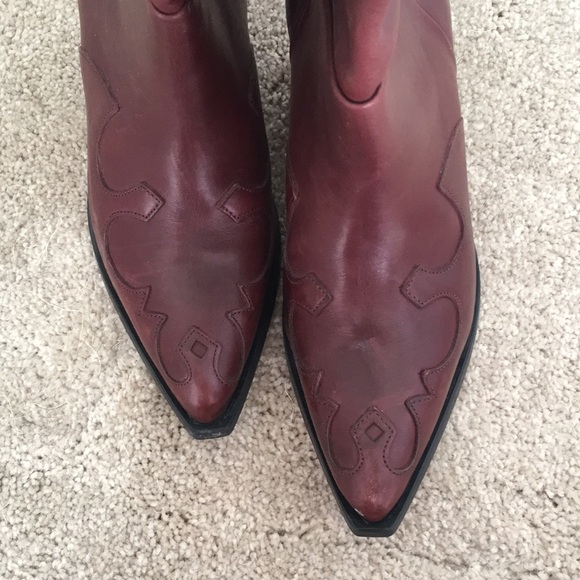 H&M real leather dark red boots size 6.5 - Picture 3 of 5